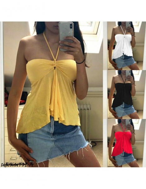 Tank Tops Women Halter Strapless Summer Sexy Off-shoulder Loose Bustier Tops Vest Tube Tank Tops Plus Size White Yellow Red B...