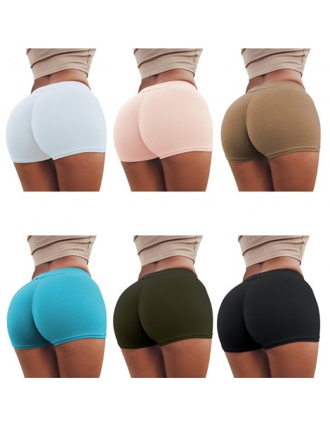 Shorts Women Summer High Waist Skinny Shorts Solid Color Package Hip Sports Gym Workout Compression Push Up Activewear - W - ...