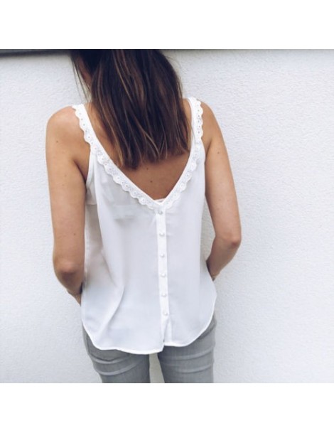Tank Tops Fashion Women Casual Summer Lace Top Sleeveless V Neck Tank Loose Vest Open Back Tee Ladies Backless Daily Basic de...