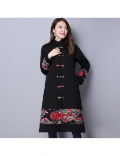 Autumn Winter Cotton-Padded Shirt Coat for women Print Long sleeve Casual Plus size Long Parkas Outwear lady Long Jacket ZY5...