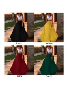 Skirts High waist Womens Holiday Ladies Swing Long Solid Color Beach Skirt Vacation Cocktail Summer Party Evening Casual - Gr...