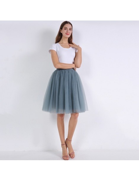 Fashion 5 Layers 60cm Fashion Tulle Skirt Pleated TUTU Skirts Womens Lolita Petticoat Bridesmaids Midi Skirt Jupe Saias fald...