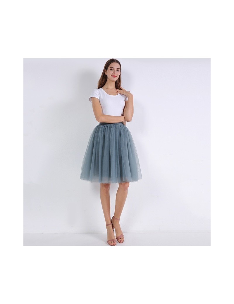 Skirts Fashion 5 Layers 60cm Fashion Tulle Skirt Pleated TUTU Skirts Womens Lolita Petticoat Bridesmaids Midi Skirt Jupe Saia...