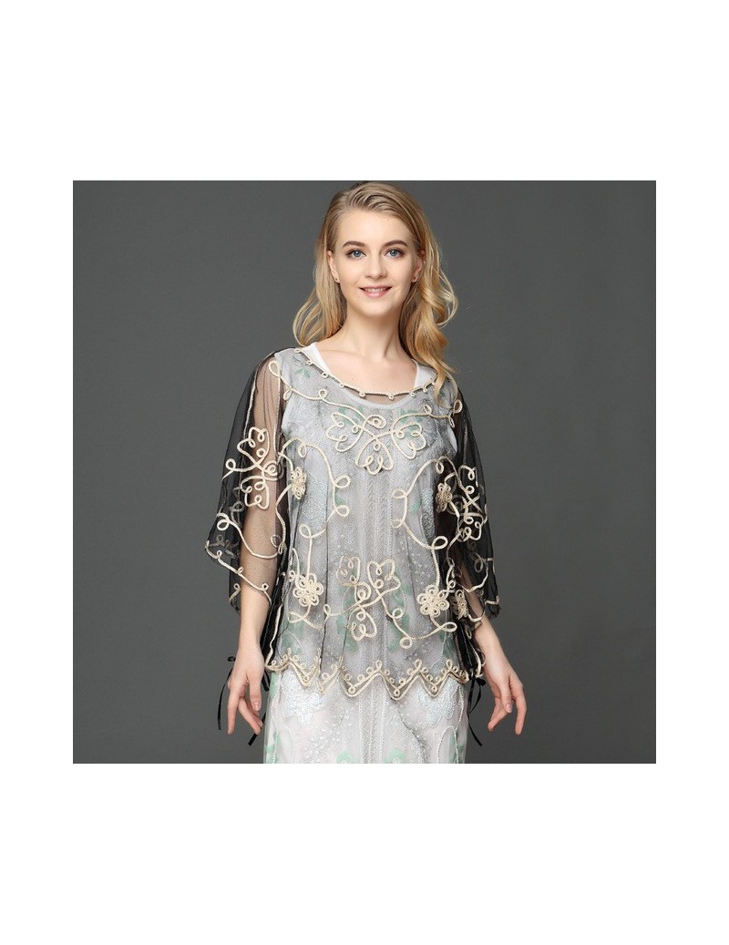 Cloak 2018 Summer Casual Loose Oversized Thin Mesh Embroidery Floral Batwing Cloak Cape See-Through Lace Poncho Jacket Femini...
