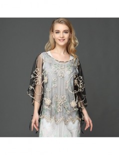 2018 Summer Casual Loose Oversized Thin Mesh Embroidery Floral Batwing Cloak Cape See-Through Lace Poncho Jacket Feminino - ...