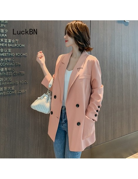 Blazers 2019 Autumn Coat Women Blazers and Jackets Korean Ladies Long Sleeve Jacket Black Pink Fashion Plaid Long Suit Female...