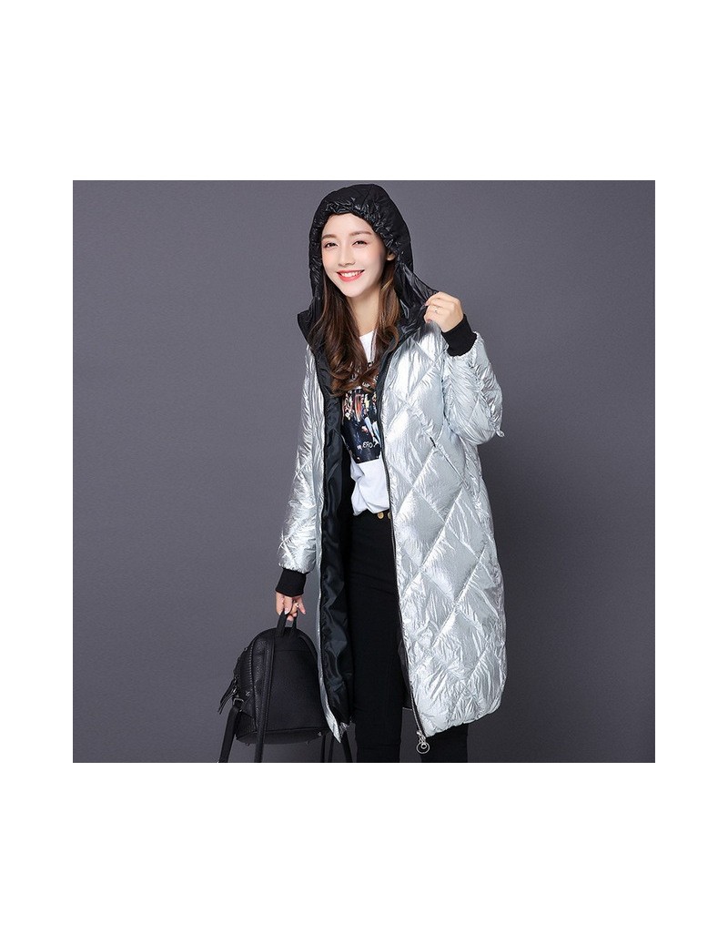 2017 Winter Jacket Women Coat Warm Slim Long Parkas with a hood Women Luminous fabrics Coats Female fashion Jackets - silver...