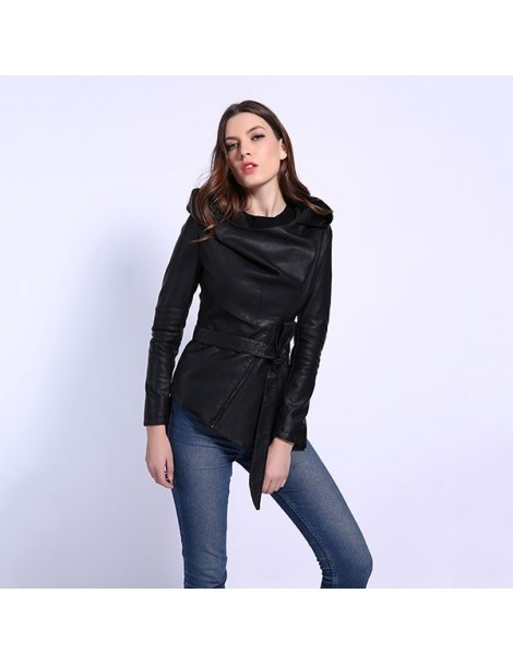Leather Jackets Women Leather Jacket Full Sleeve Hooded Sashes Casual Jacket Women's Collection PU Leather Coats High Quality...