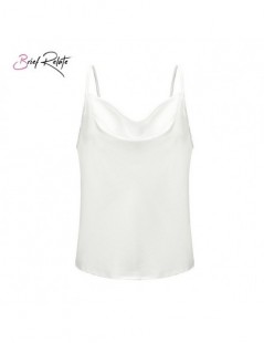 Tank Tops V-neck Basic Women Tank Tops Sexy Casual Summer Satin Top Cloth White Black Silk Camis Chic Female Blouse - White -...
