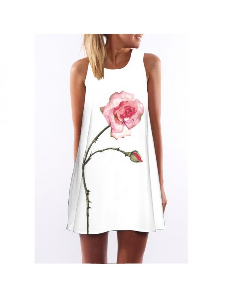 Dresses 2019 summer dress women Vestidos O-Neck sleeveless print beach dress loose A-Line Dresses white floral dress - 21 - 4...