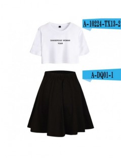 Skirts 2018 NEW Ariana Grande Short Skirt Suit Short Sleeve T-shirt and Short Skirt Two Piece Girl Casual Kpop Style Sets - I...