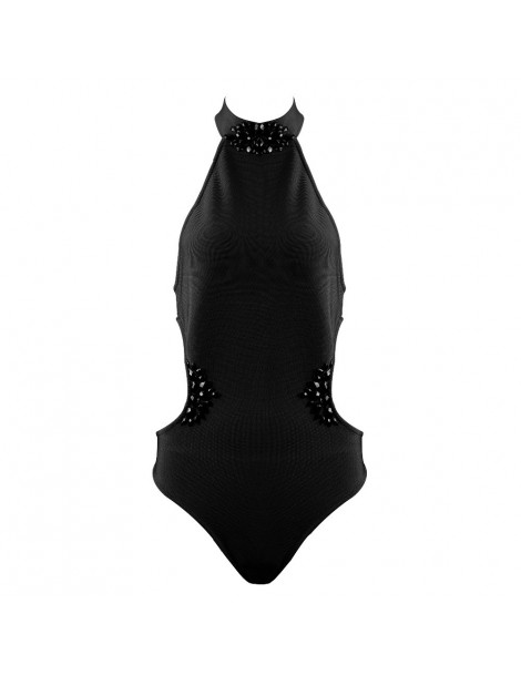 Bodysuits Sexy Halter Backless Women Bodysuits Spring Summer Women Swimsuits Fashion Rhinestone Bodycon Lady Rompers - Black ...