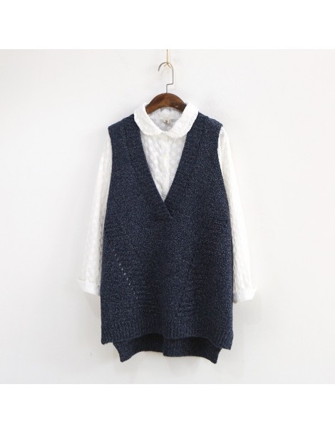Vests Women Sweaters V-Neck Sleeveless Loose 2019 Autumn New Korean Fashion Hollow Out 4 Colour Casual Tops Vest Sweaters - G...