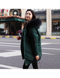 Parkas 2019 Autumn Winter Jacket Women Large Fur Collar Mid-long Parka Hooded Casual Cotton Down Jacket Thicken Loose Winter ...