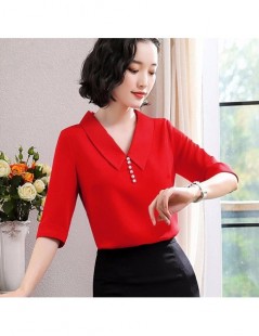 Blouses & Shirts 2019 New Korean Office lace shirt Fashion V-collar White blouse Solid color Elegant Women Chiffon Tops blusa...