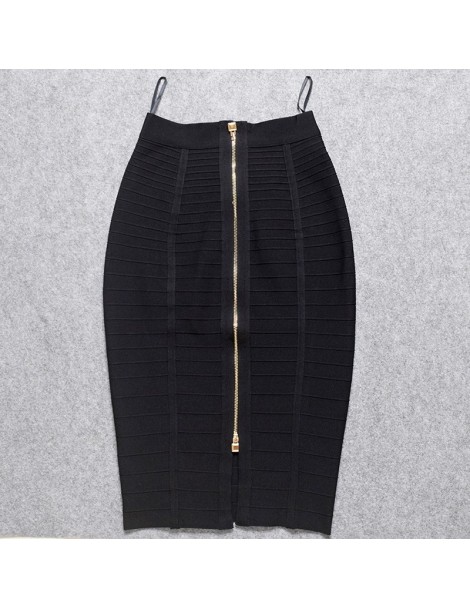 Skirts High Waist New Fashion 2018 Sexy Ladies Pencil Knee Length Bandage Bodycon Skirt - YELLOW - 4B3026370366-8 $28.59