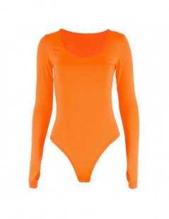 Bodysuits 2019 New Long Sleeve Neon Orange Bodysuit Women Sexy Slim Fit Basic Female Body Overalls - Orange - 5Y111225837126-...