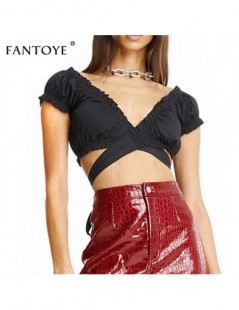 Sexy V-Neck Crop Top Women Lace Up Backless Tank Top Bodycon Tees 2019 Summer Beachwear Femme Tube Tops Camis Hot Sale - Bla...