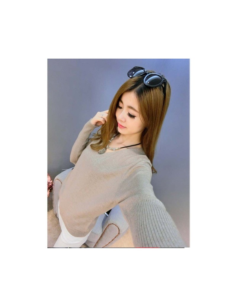 Pullovers 2019 Spring Autumn Cashmere Sweaters Women Fashion Sexy V-Neck Sweater Loose 100% Wool Sweater Batwing Sleeve Plus ...