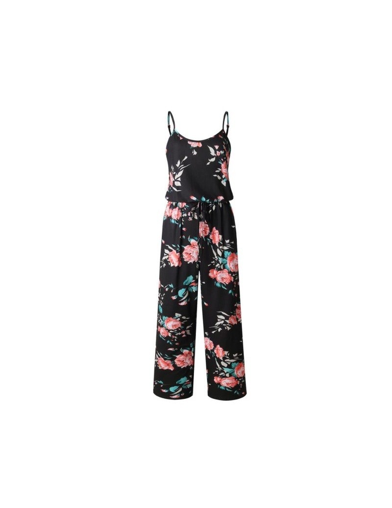 S-3XL Plus Size Sundress Casual Spring Summer Jumpsuits Sexy Sleeveless Tight Waist Flower Print Loose Pants Women Jumpsuits...