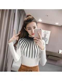 Pullovers New Women Slim Sweaters Autumn Winter Turtleneck Long-sleeved Knitted Jumper Harajuku Outwear Korean Stripes Pullov...