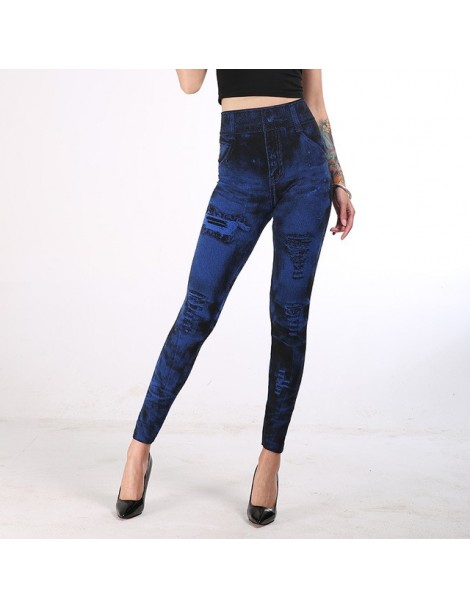 2019 New Women Seamless Leggings Print Mock Pockets and Hole Slim Jeans Jeggings Ladies Denim Skinny Trousers Plus Size Wome...