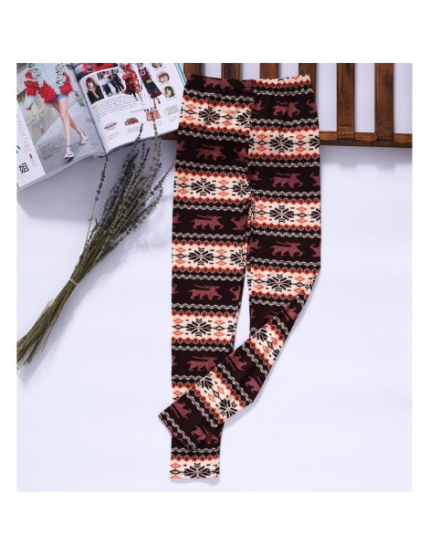 Leggings Women Floral Printing Elastic Leggings Stretch Pencil Pants Winter Autumn - 4 - 4C3975591005-2 $9.29