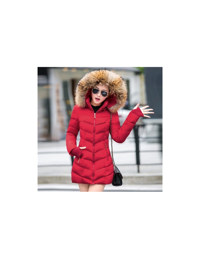 2019 New Fashion Long Winter Jacket Women Slim Female Coat Thicken Parka Down Cotton Clothing Red Clothing Hooded Student - ...