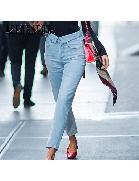 Jeans Light blue pocket women jean female Casual fold-over high waist denim pant Streetwear skinny ladies jean trousers 2018 ...