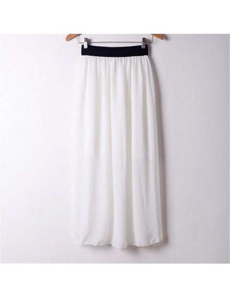 Skirts New Summer Fashion Women Skirts Candy Color Loose Chiffon Pleated Long Skirts Elastic Waist Maxi Skirt for Lady Plus S...