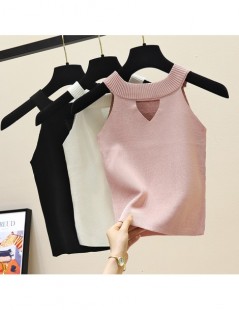 Blouses & Shirts New Women Shirts Solid Knitting Slim Spaghetti Strap Sexy Neck Hung Off-the-shoulder Render Small Vest Blous...