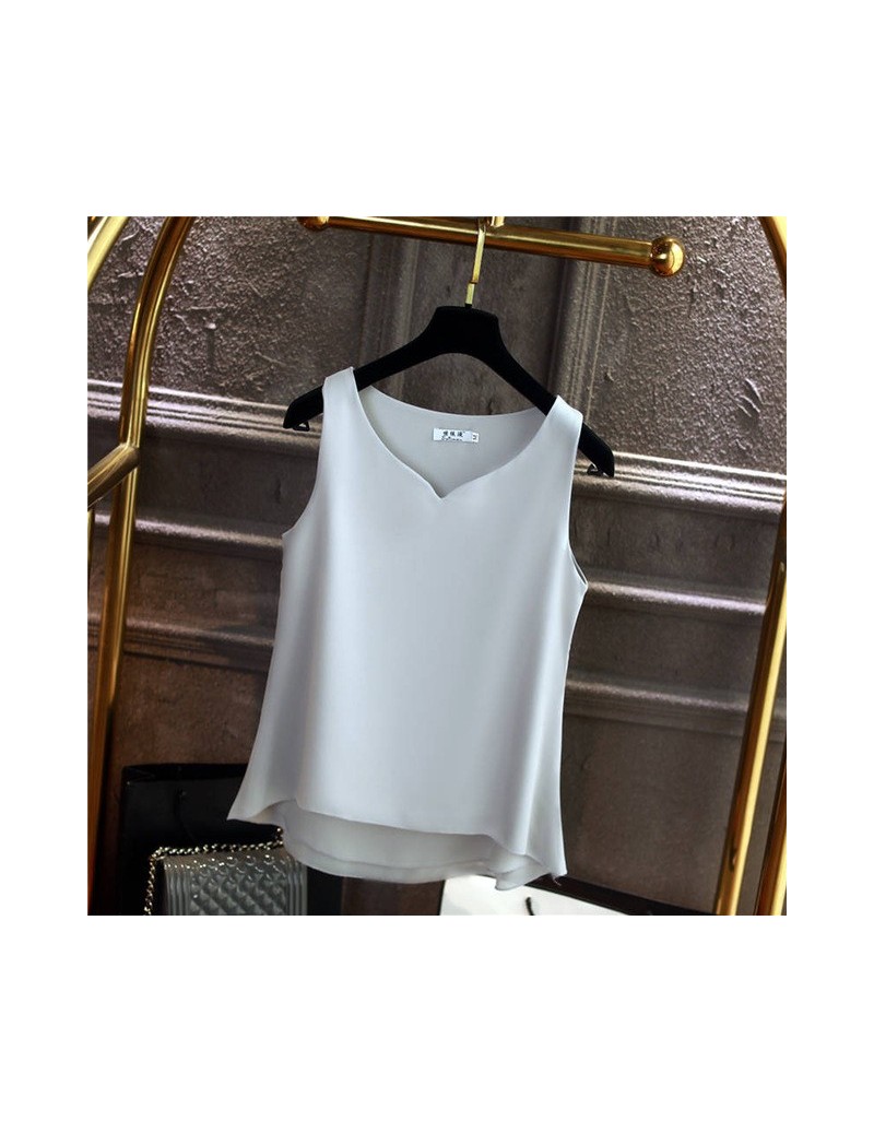 Blouses & Shirts 2019 Fashion New Brand Women's blouse Summer sleeveless Chiffon shirt Solid V-neck Casual blouse Plus Size 5...