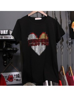 T-Shirts Diamond 2018 New Cotton Hot Drilling T-Shirt Women Short Sleeve Summer T Shirts TX004 - 2 - 4W3901611701-2 $30.32