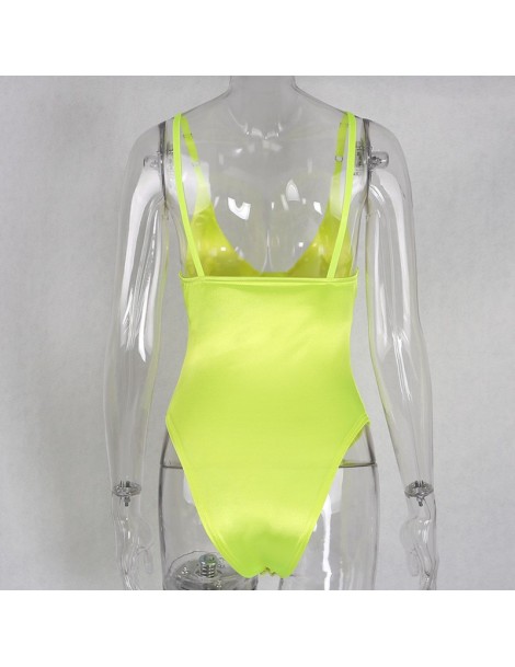 Bodysuits Sexy Neon Bodysuit Women 2019 New Arrival Fashion Summer V Neck Backless Spaghetti Strap Body Top Club Casual Bodys...