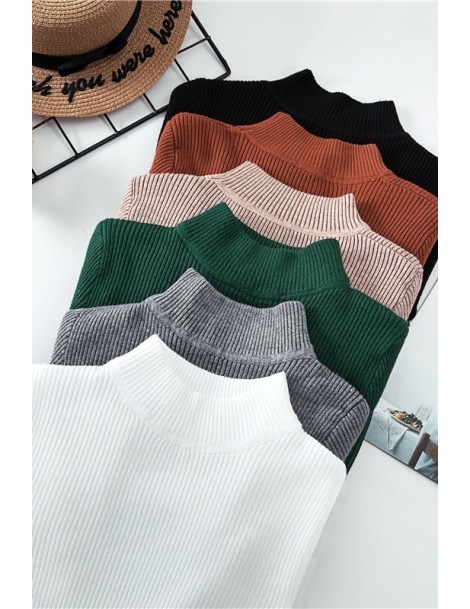Pullovers Winter 2018 Femme Casual Jumper Women Turtleneck Solid Thick Slim Sweater Female White Black Green Grey Pullover To...