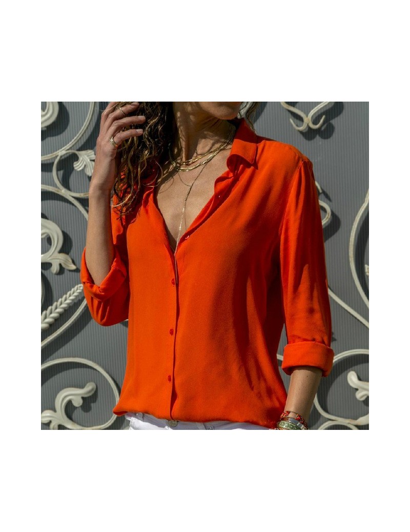 Blouses & Shirts Chiffon Blouse Oversized Long Sleeve Women Blouses Tops Turn Down Collar Solid Office Shirt Casual Top Blusa...