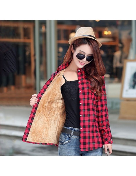 Jackets 2018 Brand New Winter Warm Women Velvet Thicker Jacket Plaid Shirt Style Coat Female College Style Casual Jacket Oute...