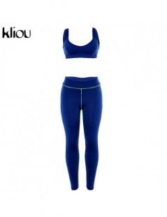 women two pieces set sexy v-neck crop top fitness sportswear bra tracksuit blue elastic high waist leggings 2019 outfit - Bl...