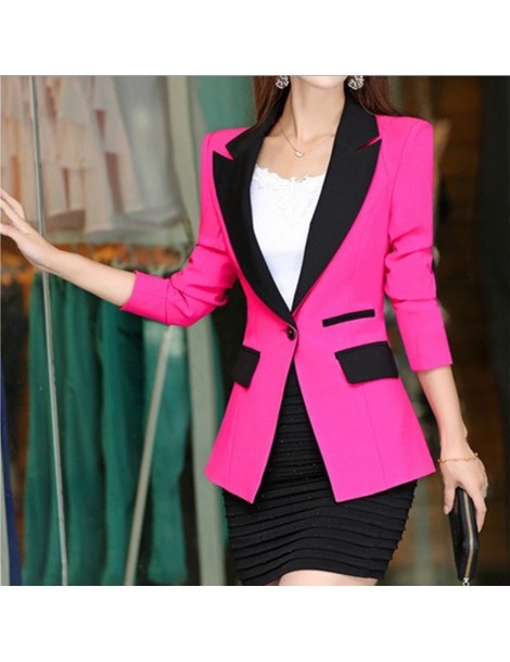 Blazers women blazers and jackets slim Suit blazer Ladies One Button Office Clothing Blaser patchwork Color Long Jackets for ...