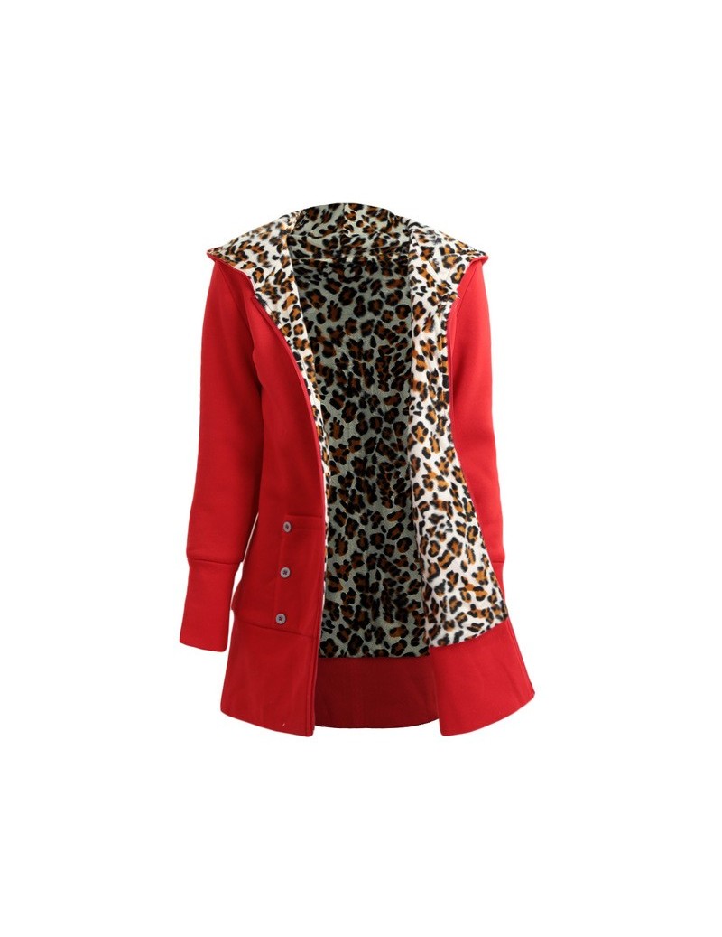 Women Hoodies Sweatshirts Leopard Fleece Lining Zipper Warm Casual Hooded Jacket 2019 Autumn Winter Outerwear Clothes - Red ...