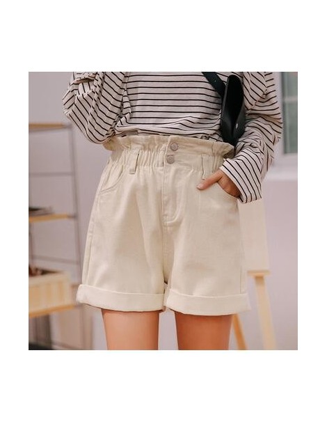 Shorts Shorts Women 2019 Summer Oversized Ladies Elastic Waist Short Jeans Button Fly Casual Plus Size Cotton High Waist Deni...