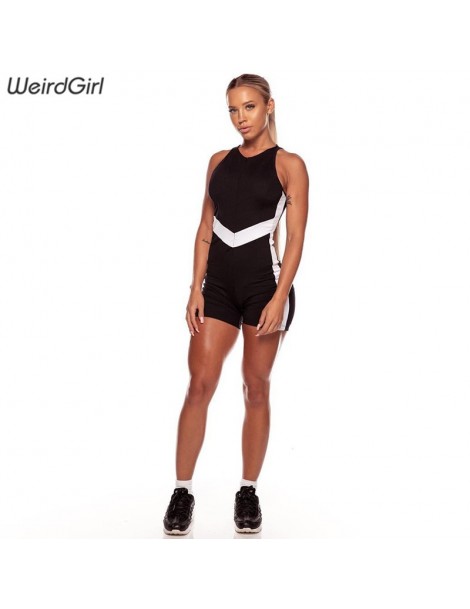 Rompers women bodysuits fitness v-neck sleeveless striped casual fashion sportswear slim tennis femme jumpsuit rompers new - ...