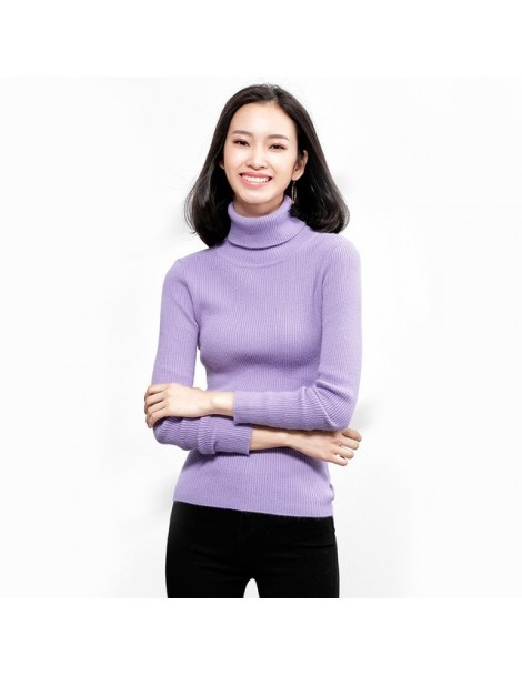 Pullovers 2018 Fashion Autumn Women Sweaters And Pullovers Cashmere Vintage Slim Turtleneck Long Sleeve Wool Knitwear Jumper ...