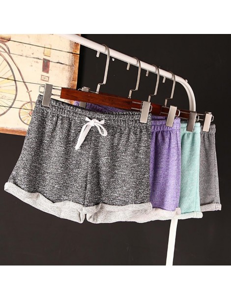 Shorts Women's Summer Shorts Sports Casual Polyester Mid High Waist Solid Home Shorts Trousers Bow Drawstring feminino - Gray...
