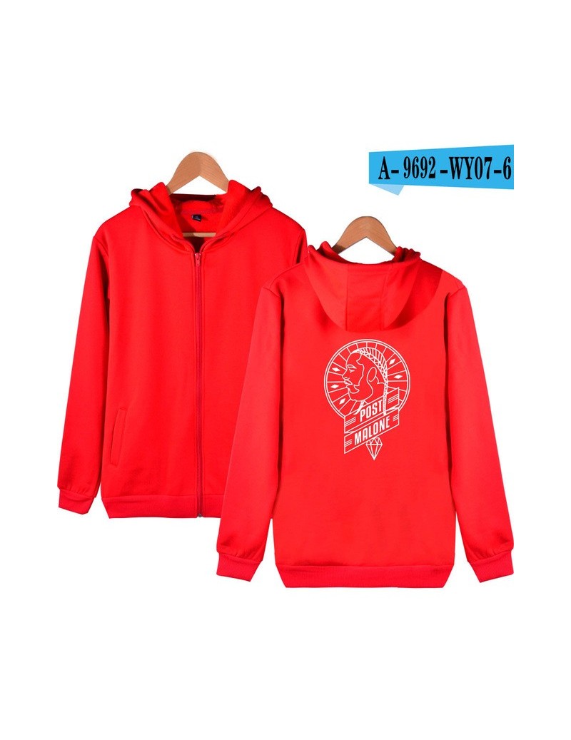 Post Malone Zipper Hoodies Cool Sweatshirt 2018 New Style Oversize Pullover Warm Zipper Women/men Sweatshirt - red - 4C30644...