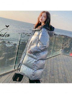 Parkas 2019 Fashion Winter Long Down Parkas Coat Women Silver Hooded Down Jacket Coats Patchwork Bright Sided Waterproof Oute...