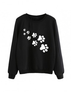 Hoodies & Sweatshirts women Casual fleece hip hop tracksuits femme 2019 kawaii cat paws print sweatshirts fashion streetwear ...