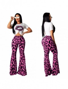 Women's Sets Leopard Print Two Piece Set Women Casual Short Sleeve T-Shirt Crop Top + High Waist Flare Pants Suit Female Outf...