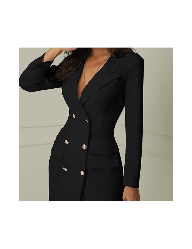 Blazers Autumn Winter Suit Blazer Women 2019 New Casual Double Breasted Pocket Women Long Jackets Elegant Long Sleeve Blazer ...