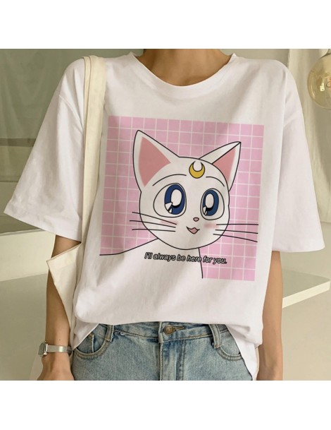 T-Shirts Sailor Moon Kawaii Aesthetic T Shirt Women Harajuku New Short Sleeve 90s Ulzzang T-Shirt Cute Cat Tshirt Cartoon Top...